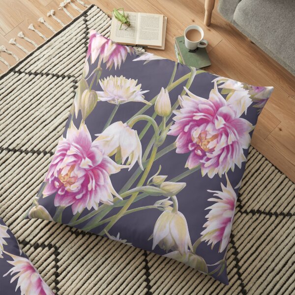 Nora Barlow Aquilegia Flowers Floor Pillow