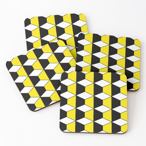 Item preview, Abstract geometric pattern - yellow, black and white. designed and sold by K.S ART.