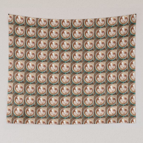 Item preview, Cappuccino Coffee in Jade Cups on whitewashed table - Grid Pattern - Vicki Hadfield - Australia designed and sold by Printable Pressies.