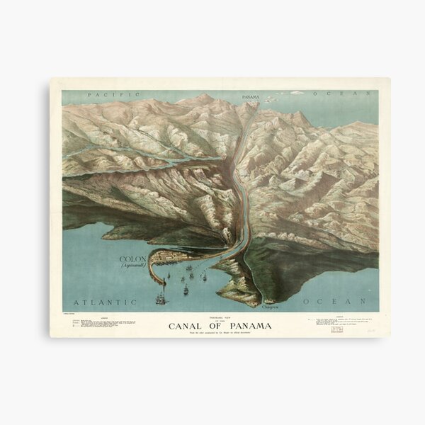 Item preview, Vintage Pictorial Map of The Panama Canal (1881) designed and sold by BravuraMedia.