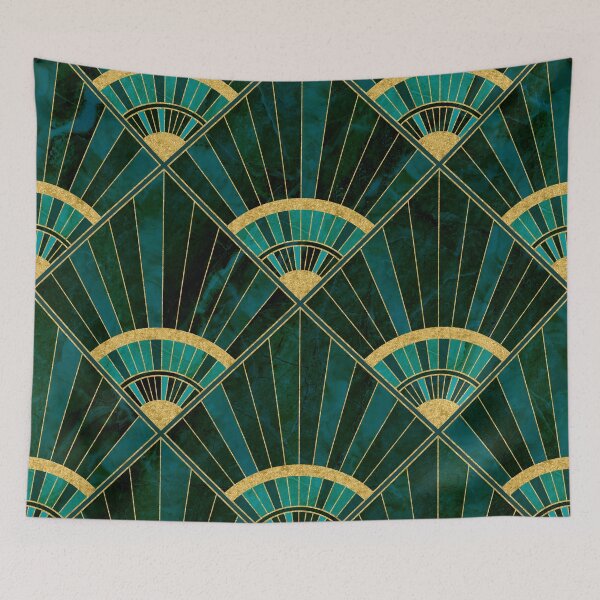 Item preview, Art Deco Real Green Marbled Geometric Pattern designed and sold by nouveaudecor.