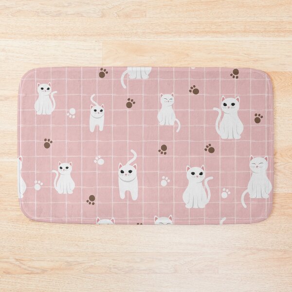 Item preview, White cat repeat pattern  designed and sold by Tanuja  Sharma.