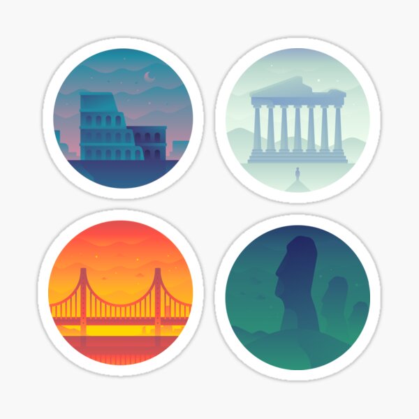 Wonders Of The World Sticker Pack Sticker For Sale By Cozicreatives Redbubble