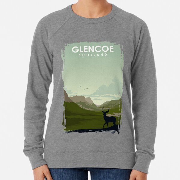 Glencoe Scotland vintage travel poster art Lightweight Sweatshirt