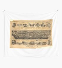Vintage Pictorial Map of Paterson NJ (1880) Wall Tapestry