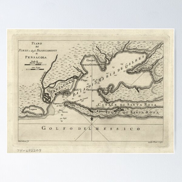 Item preview, Vintage Map of Pensacola Florida (1763) designed and sold by BravuraMedia.
