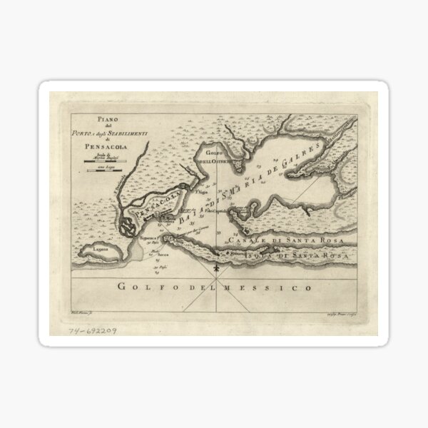 Item preview, Vintage Map of Pensacola Florida (1763) designed and sold by BravuraMedia.