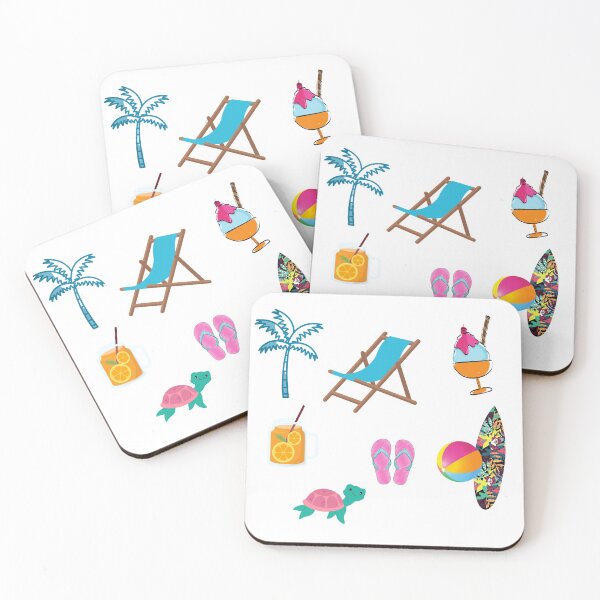 Item preview, Summer Beach Days Pack - cute -  blue, juice , slipper, palm tree, turtle , fun designed and sold by Amalzaki.