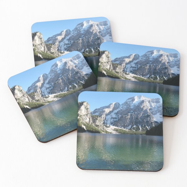 Item preview, The fabulous alpine lake of Braies in the Dolomites (Bolzano). Lovely place in the Italian Alps. Boats on the water. Reflections in the water. Sunny spring day. Trentino Alto Adige designed and sold by Maurizio Fabbroni.