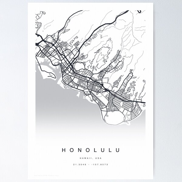 Item preview, Honolulu, Hawaii USA Map Poster designed and sold by TheZenSprout.