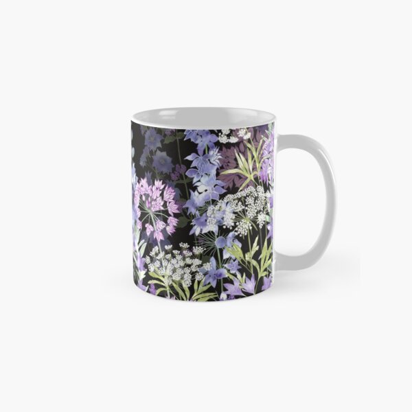 Flower Garden at Midnight - Allium Eros, Larkspur, Ammi, Cluster Lilies, Catmint Classic Mug