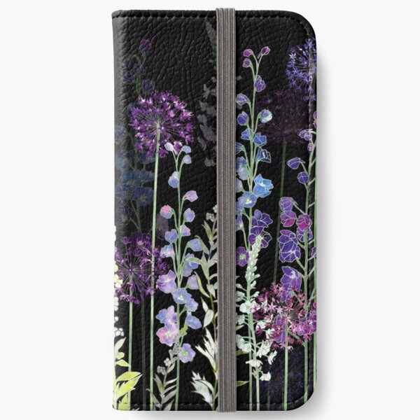 Midnight Flower Meadow - Alliums, Delphiniums & Veronica Gentianoides iPhone Wallet