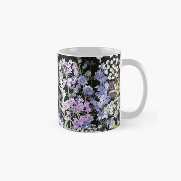 Flower Garden at Midnight - Allium Eros, Larkspur, Ammi, Cluster Lilies, Catmint Classic Mug