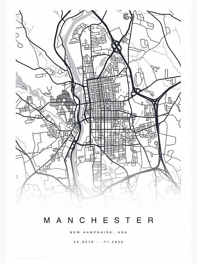 "Manchester, New Hampshire USA Map Poster" Poster for Sale by