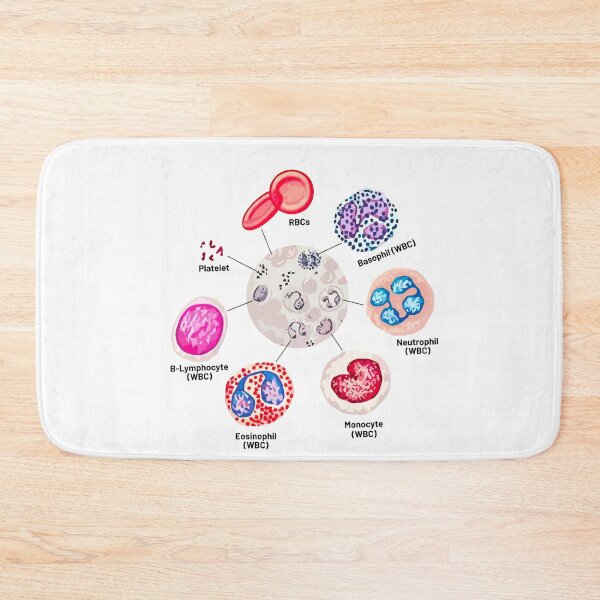 Item preview, Blood cells. RBCs. WBCs, Basophil, Platelet, thrombocyte, Neutrophil, B-Lymphocyte, Monocyte, Eosinophil. designed and sold by labstud.
