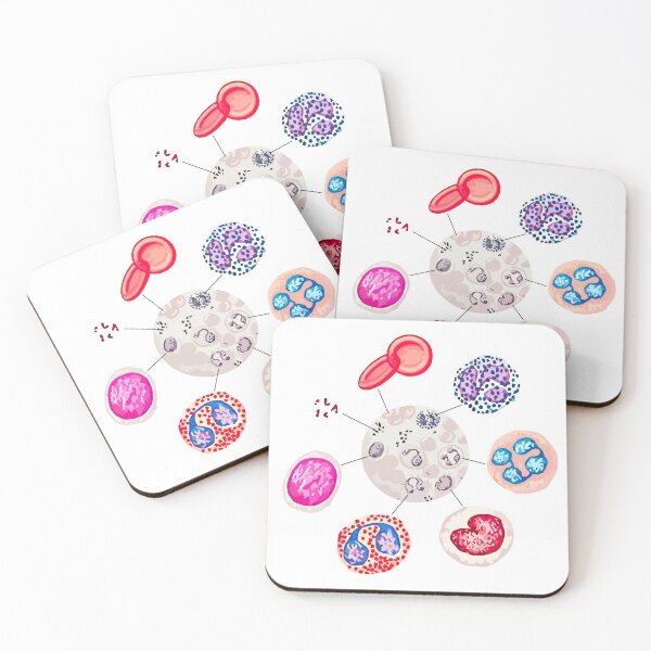 Item preview, Blood cells. RBCs. WBCs, Basophil, Platelet, thrombocyte, Neutrophil, B-Lymphocyte, Monocyte, Eosinophil. designed and sold by labstud.