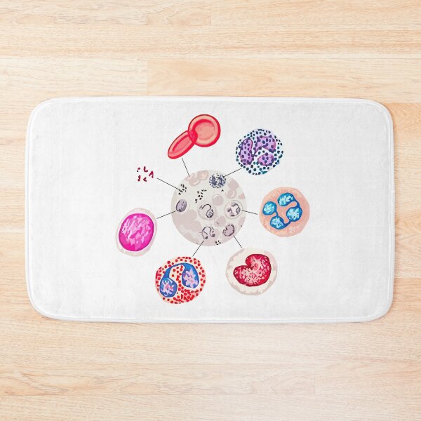 Item preview, Blood cells. RBCs. WBCs, Basophil, Platelet, thrombocyte, Neutrophil, B-Lymphocyte, Monocyte, Eosinophil. designed and sold by labstud.