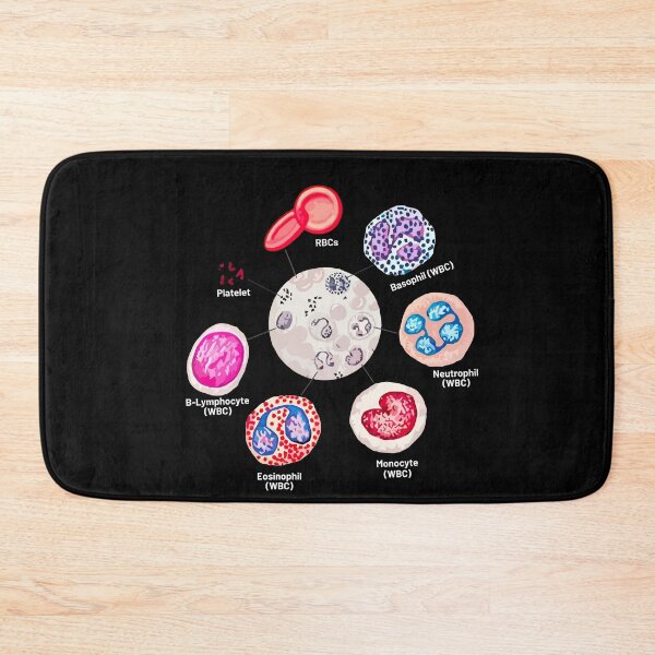 Item preview, Blood cells. RBCs. WBCs, Basophil, Platelet, thrombocyte, Neutrophil, B-Lymphocyte, Monocyte, Eosinophil. designed and sold by labstud.