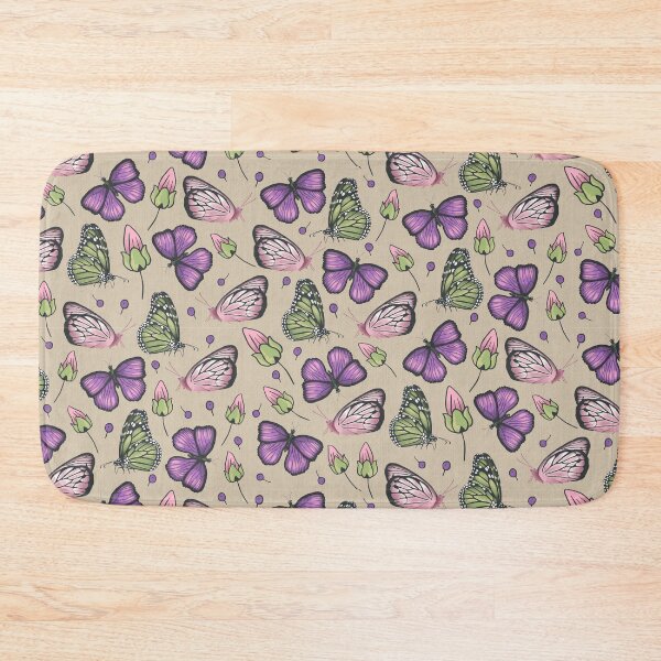 Item preview, Pattern of hand drawn butterflies in purple and green designed and sold by colorofmagic.