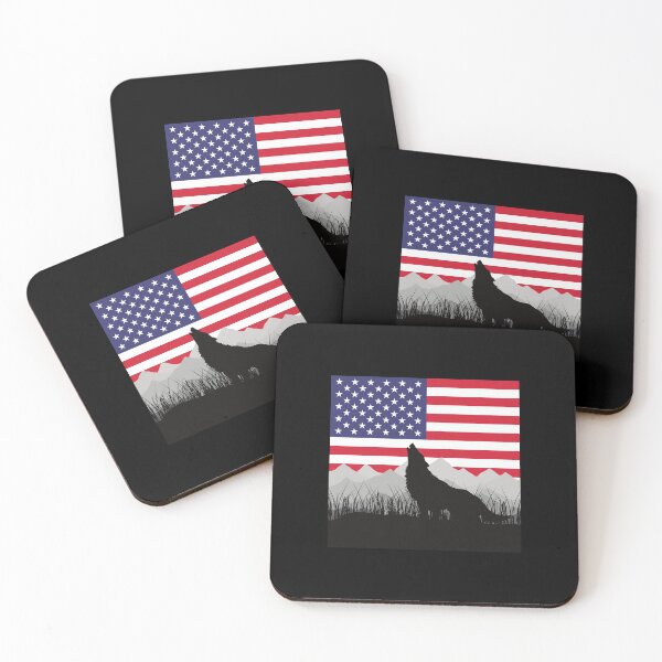 Item preview, Howling Wolf with American Flag - USA Patriotic for US Independence Day The 4th of July designed and sold by kongju.