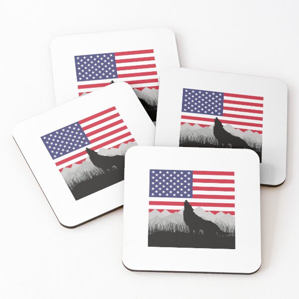 Item preview, American Flag with Howling Wolf - USA Patriotic for US Independence Day The Fourth of July designed and sold by kongju.