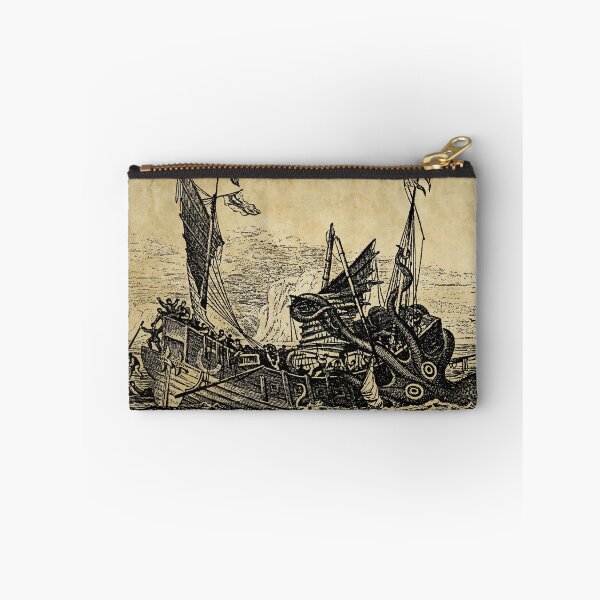 Item preview, Vintage Kraken attacking ship illustration designed and sold by monsterplanet.