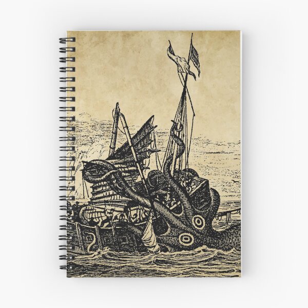 Item preview, Vintage Kraken attacking ship illustration designed and sold by monsterplanet.