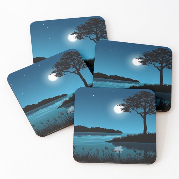 Item preview, Tree With River Night Time Landscape designed and sold by JTS STORE.