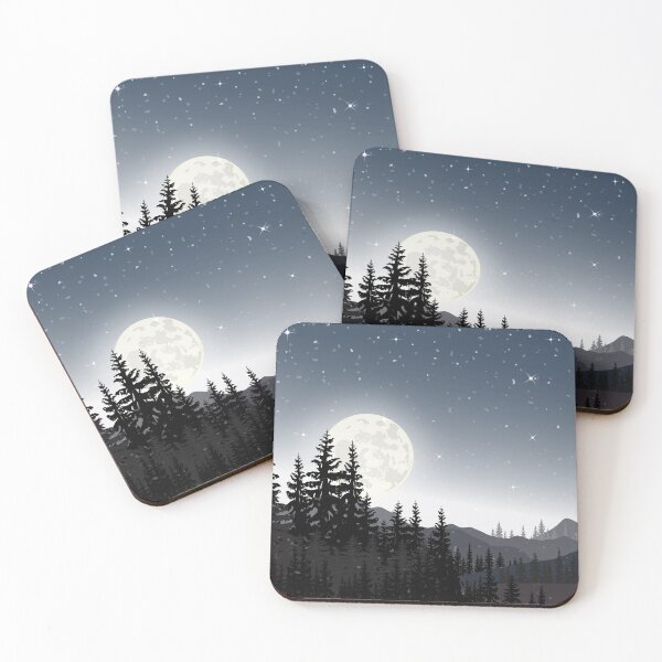Item preview, Panorama Starry Night Landscape With Full Moon And Mountain Background designed and sold by JTS STORE.