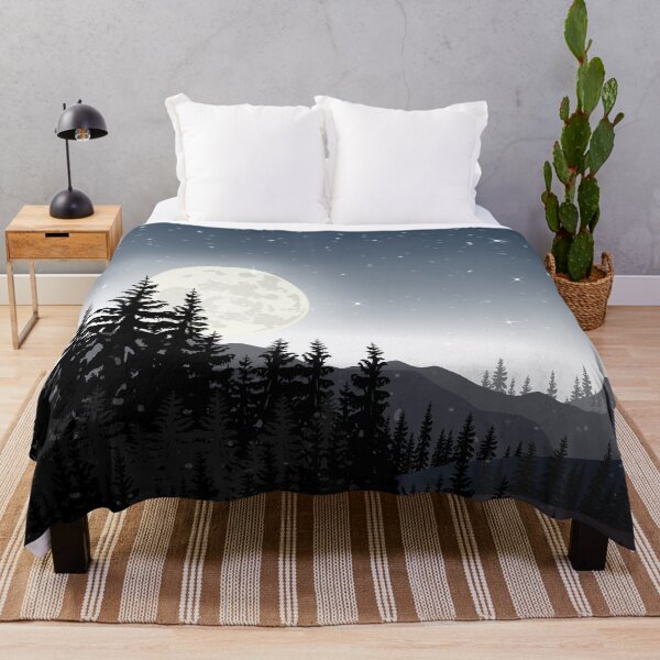 Item preview, Panorama Starry Night Landscape With Full Moon And Mountain Background designed and sold by JTS STORE.