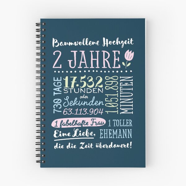 Aperçu de l'œuvre Baumwollhochzeit 2 Jahre Hochzeitstag Geschenk Mann Frau créée et vendue par betternotes.