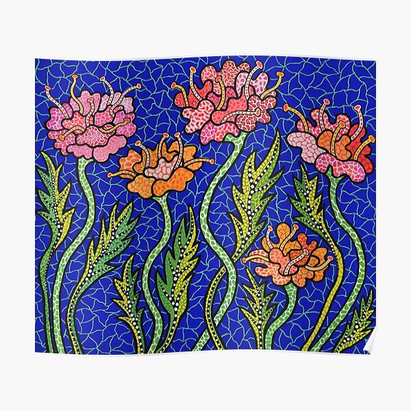 Yayoi Blumen blau Poster