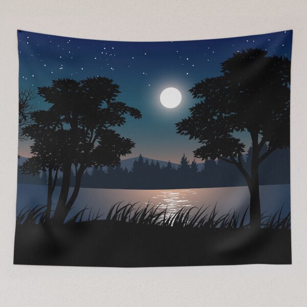 Item preview, Night Landscape With Tree Riverside designed and sold by JTS STORE.