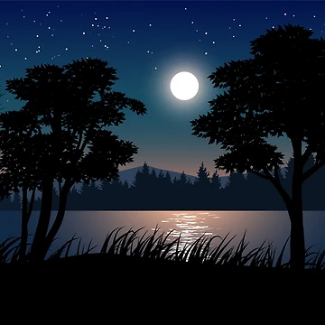 Artwork thumbnail, Night Landscape With Tree Riverside by JTS STORE