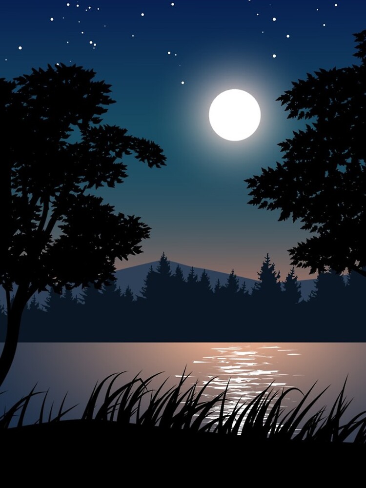 Thumbnail 4 of 4, iPhone Case, Night Landscape With Tree Riverside designed and sold by Rittichai.