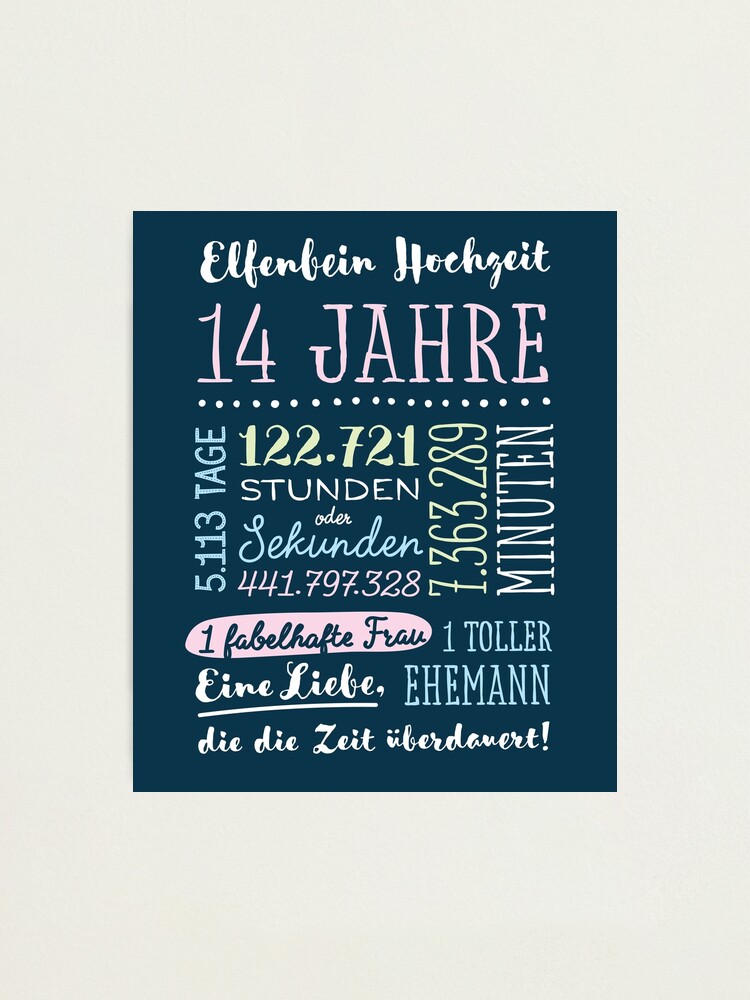 Elfenbeinhochzeit 14 Jahre Hochzeitstag.