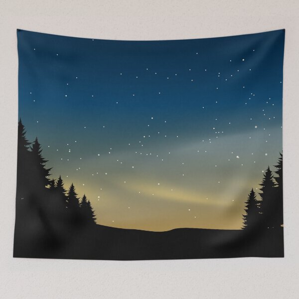 Item preview, Fir Tree Silhouette Starry Night Landscape designed and sold by JTS STORE.