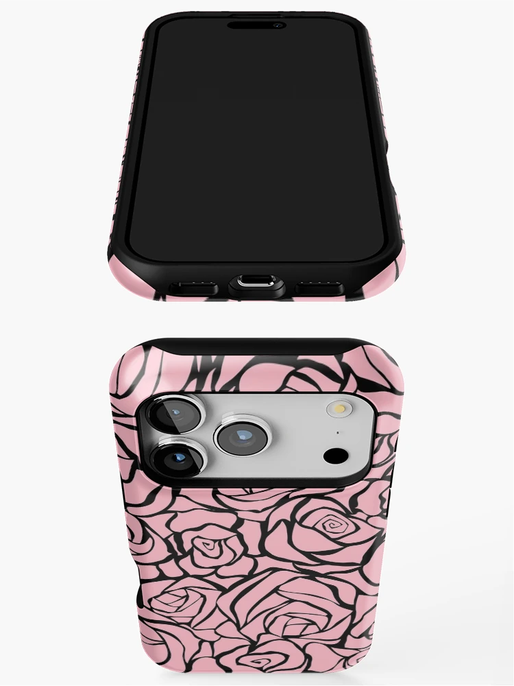 Thumbnail 3 of 4, iPhone Case, Pink Roses Flowers Garden Nature Pattern Design designed and sold by Youpattern.