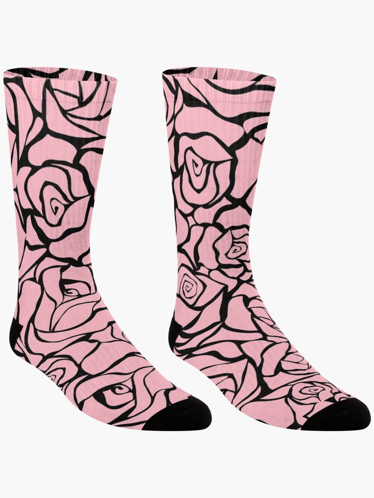 Thumbnail 3 of 5, Socks, Pink Roses Flowers Garden Nature Pattern Design designed and sold by Youpattern.