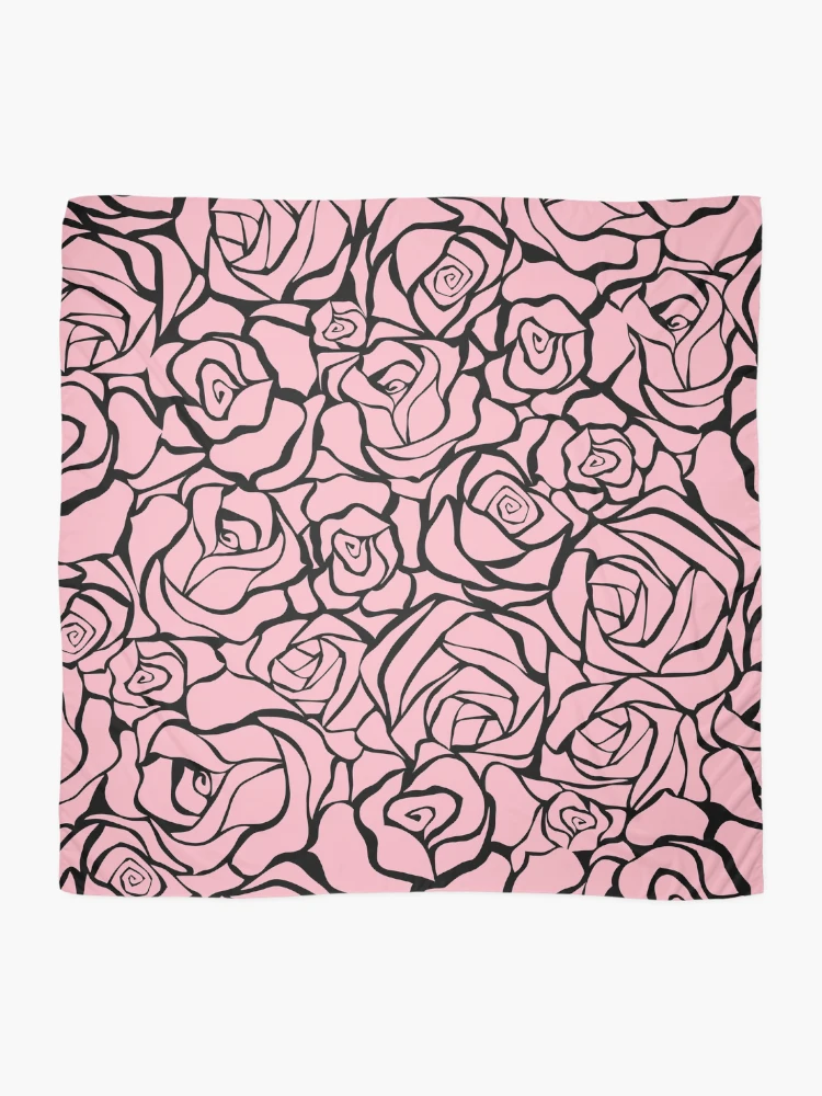 Thumbnail 2 of 3, Scarf, Pink Roses Flowers Garden Nature Pattern Design designed and sold by Youpattern.