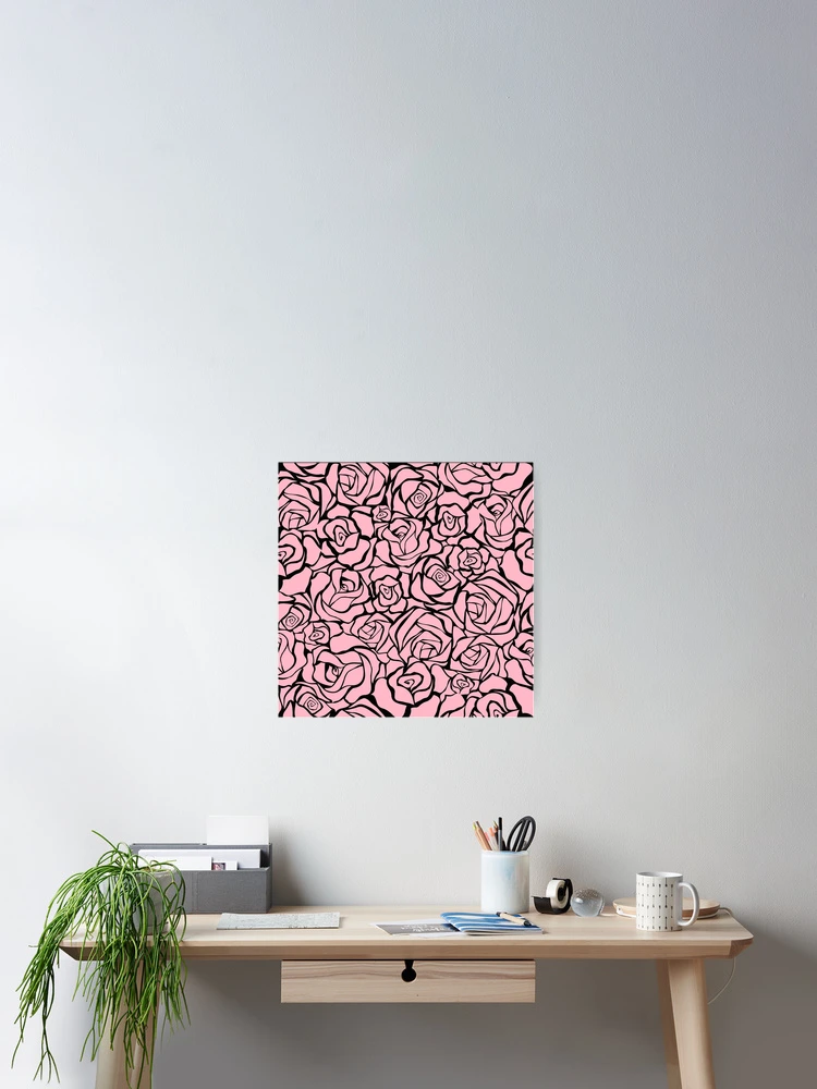 Thumbnail 2 of 3, Poster, Pink Roses Flowers Garden Nature Pattern Design designed and sold by Youpattern.