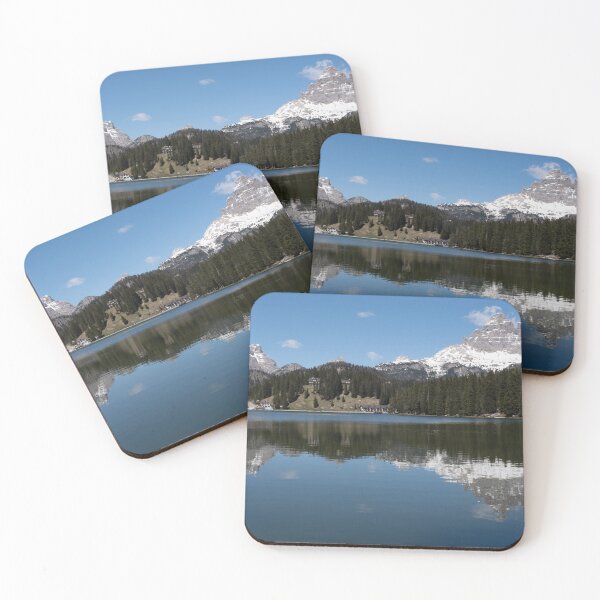 Item preview, The fabulous alpine lake of Misurina in the Dolomites. Lovely and relaxing place in the Italian Alps. Reflections in the rippled water. Sunny spring day. designed and sold by Maurizio Fabbroni.