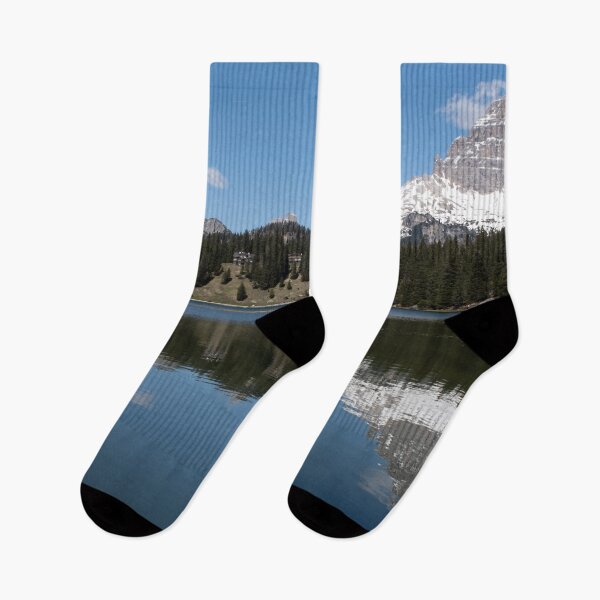 Item preview, The fabulous alpine lake of Misurina in the Dolomites. Lovely and relaxing place in the Italian Alps. Reflections in the rippled water. Sunny spring day. designed and sold by Maurizio Fabbroni.