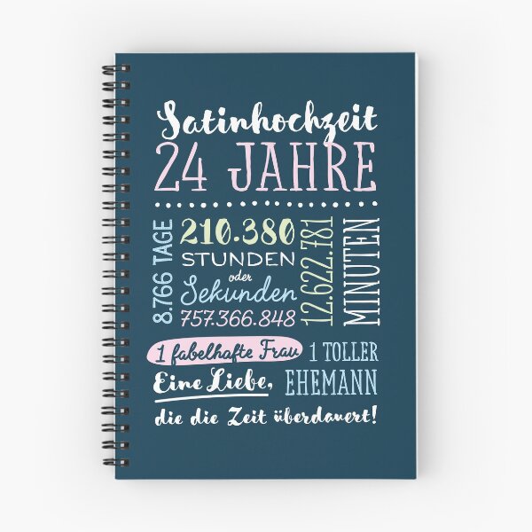 Item preview, Satinhochzeit 24 Jahre Hochzeitstag Geschenk Mann Frau designed and sold by betternotes.