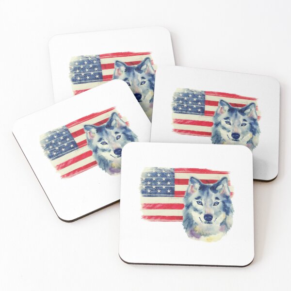 Item preview, Wolf and American Flag USA - Patriotic US Independence Day The Fourth of July designed and sold by kongju.