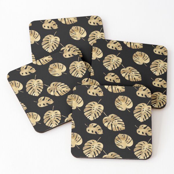 Item preview, Monstera Leaves Gold Pattern  designed and sold by FranzNCandy.