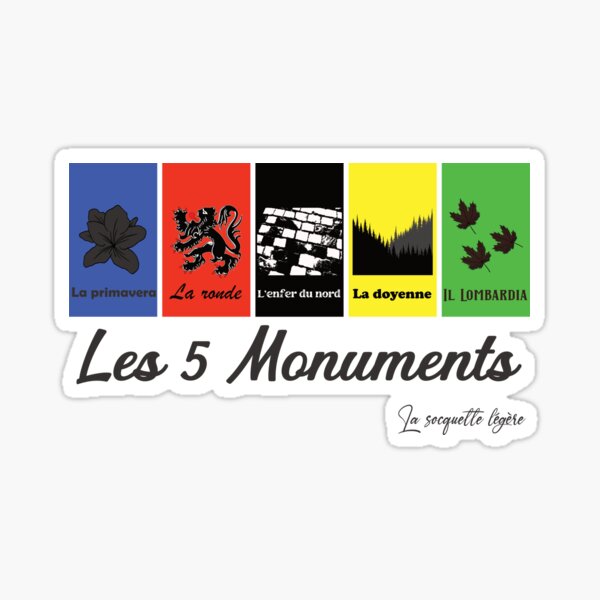 "The 5 cycling monuments" Sticker for Sale by manuetzy Redbubble
