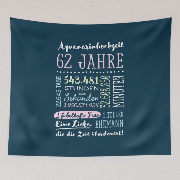 Item preview, Aquamarinhochzeit 62 Jahre Hochzeitstag Geschenk Mann Frau designed and sold by betternotes.