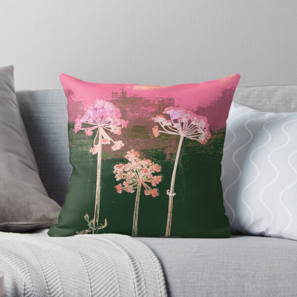 Cow Parsley: pink Throw Pillow
