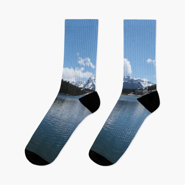 Item preview, The fabulous alpine lake of Misurina in the Dolomites. Lovely and relaxing place in the Italian Alps. Reflections in the rippled water. Sunny spring day. designed and sold by Maurizio Fabbroni.